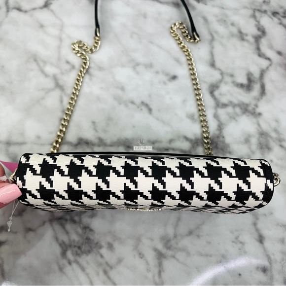 Kate Spade Darcy Houndstooth Chain Wallet Crossbody Clutch In Black Multi - Picture 3 of 8